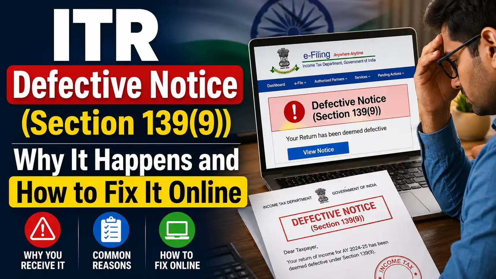 ITR Defective Notice Under Section 139(9): Why It Happens and How to Fix It Online