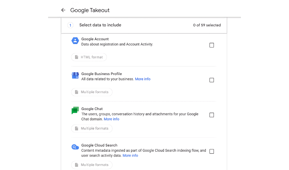 Visit Google Takeout